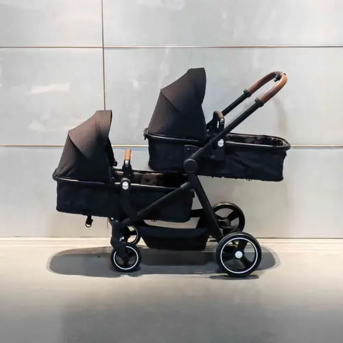 twin to tandem convertible stroller with sunshade storage basket adjustable foldable design black parents of twins or second essentials smooth wheels