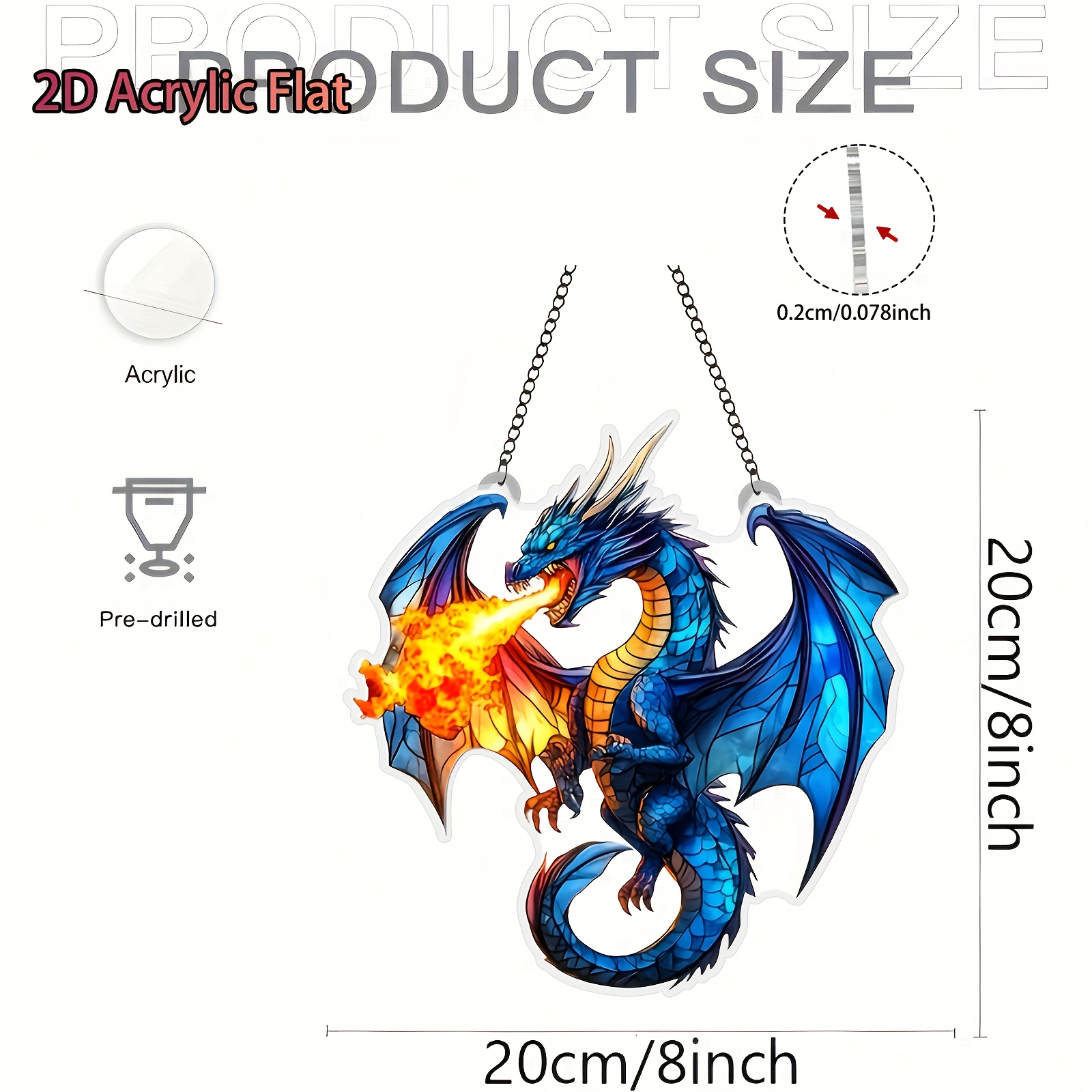 TEMU 2d Flat, 2d Flat Print, 1pc Catcher, Acrylic Sign, Window Hook, Fantasy Decoration, Suitable For Game Rooms, Living Rooms, Studies, Bedrooms,