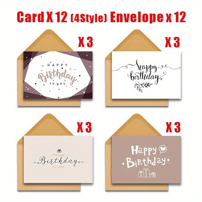 TEMU 24pcs Greeting Cards With Envelopes, Fun And Cute Birthday Greeting Cards, Cards For , Family, Thank You, Birthday, Holidays, Sympathy,