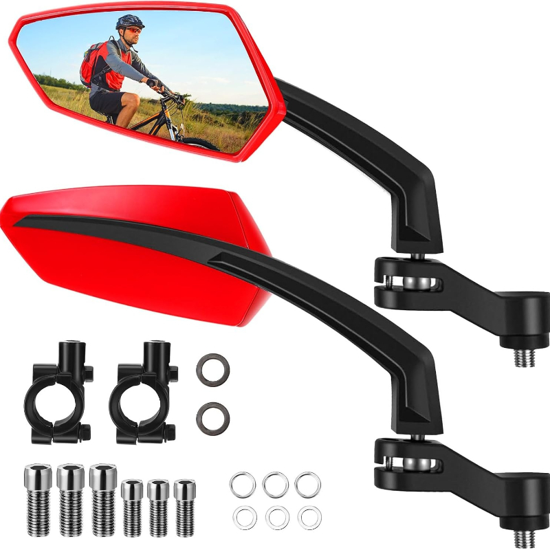 Image of 1 Pair Handlebar Bike Mirrors 360° Rotatable And Adjustable Universal Fit Rearview Bicycle Mirrors Glass Lens Additions For Scooter, E-bikes, Mountain Bikes, Road Bikes