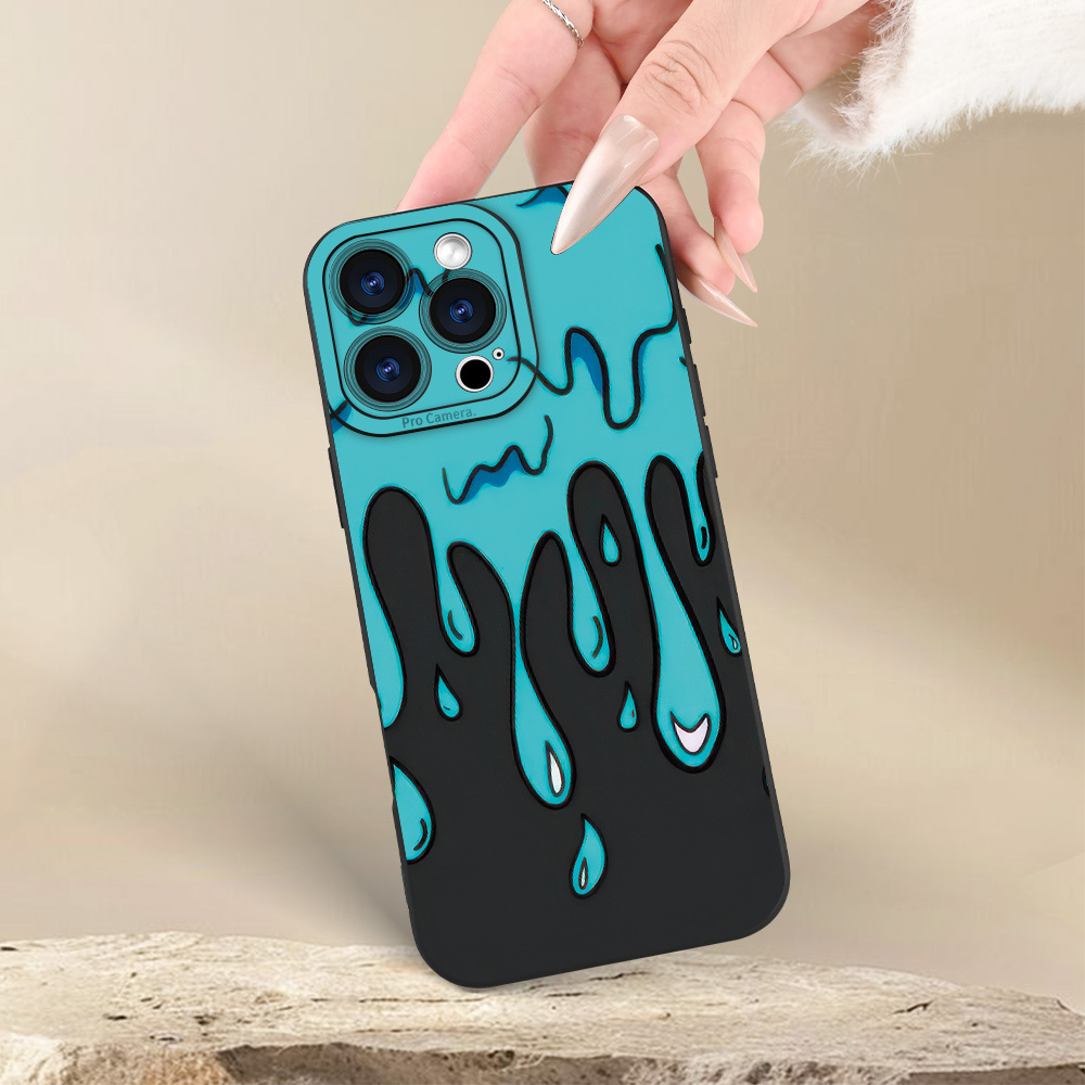 TEMU The Blue-black Paint Pattern Is Suitable For Black Phone Cases Of The For Iphone 11/12/13/14/15/16/xr/xs/plus/pro/pro Max