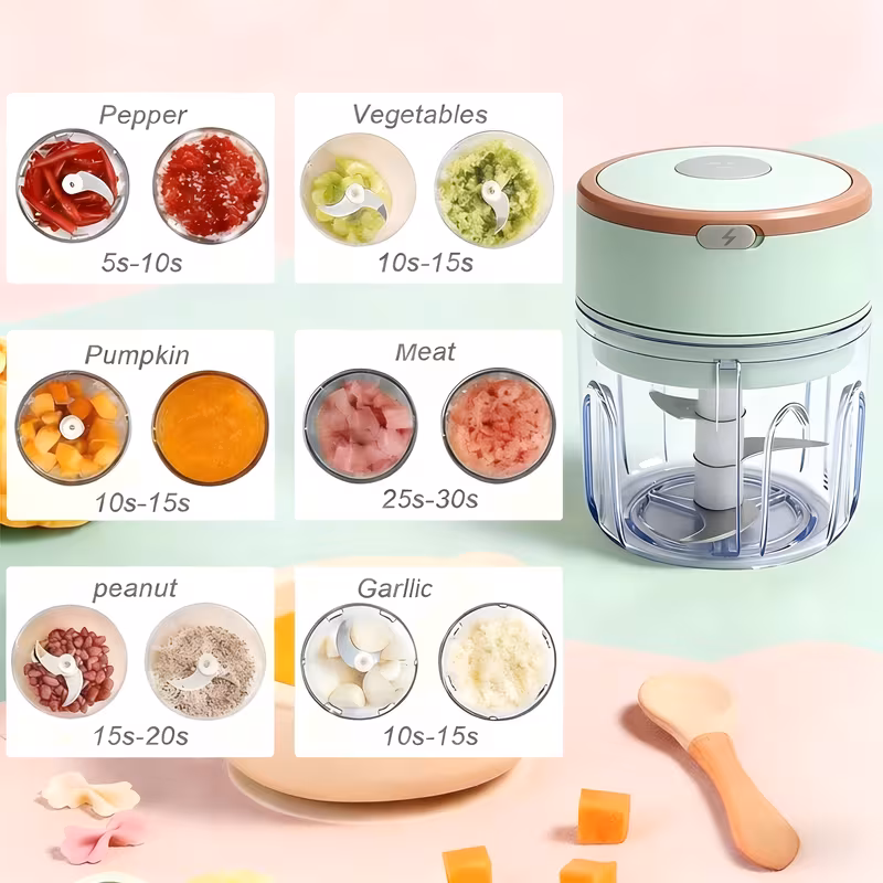 electric mini food chopper compact portable kitchen appliance electric garlic mincer and mini food processor portable mini food processor rechargeable vegetable blender lightweight design suitable for nuts peppers onions plastic material Product details 2