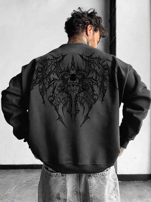 y2k dark print design mens crewneck sweatshirt fashion streetwear crewneck sweatshirt for casual occasions spring new arrival