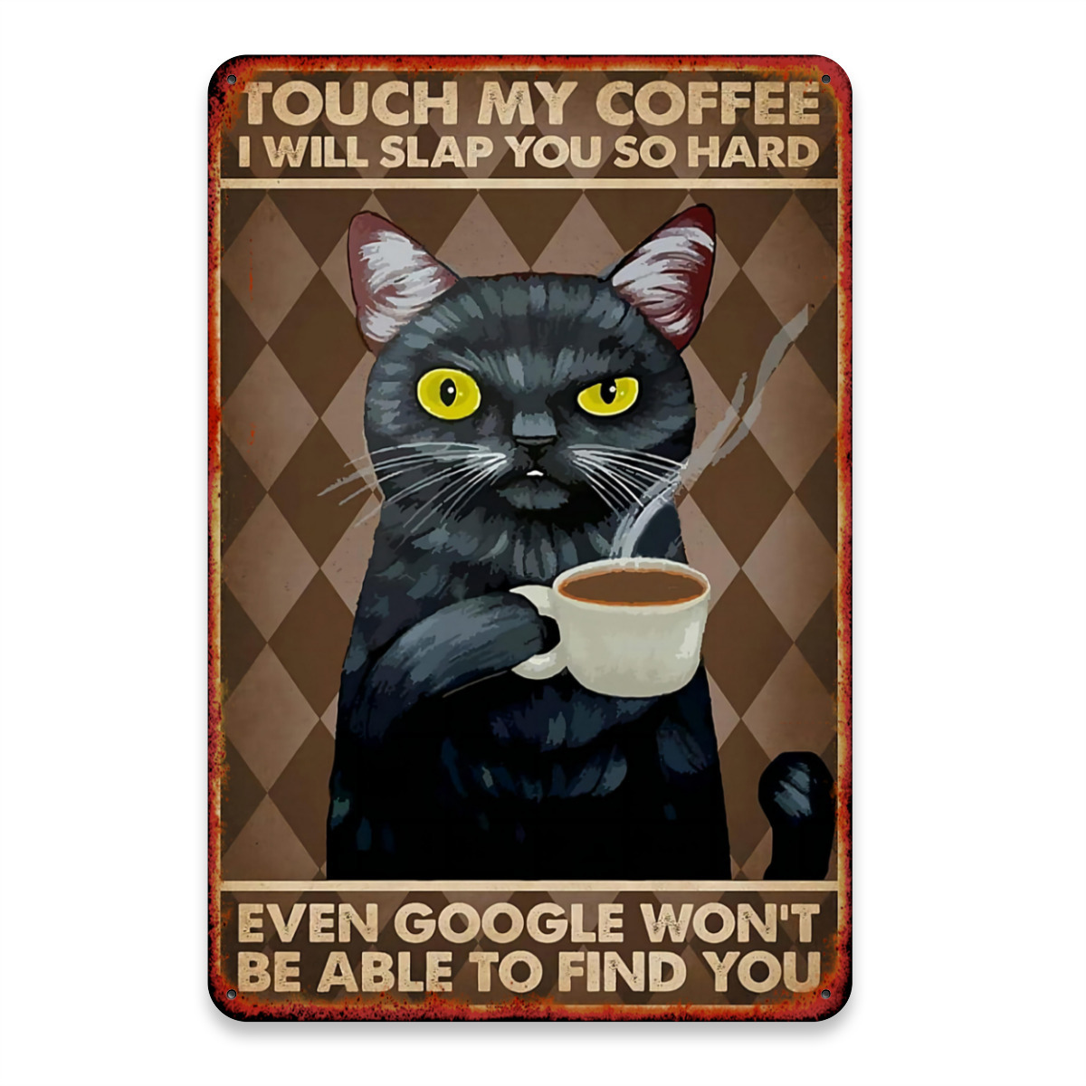 TEMU Funny Warning Metal Sign, Black Cat 2d Flat Printed Retro Wall Decor, Humorous Vintage Sign For Lovers, Kitchen, Cafe, Bar, Garage And Man Cave