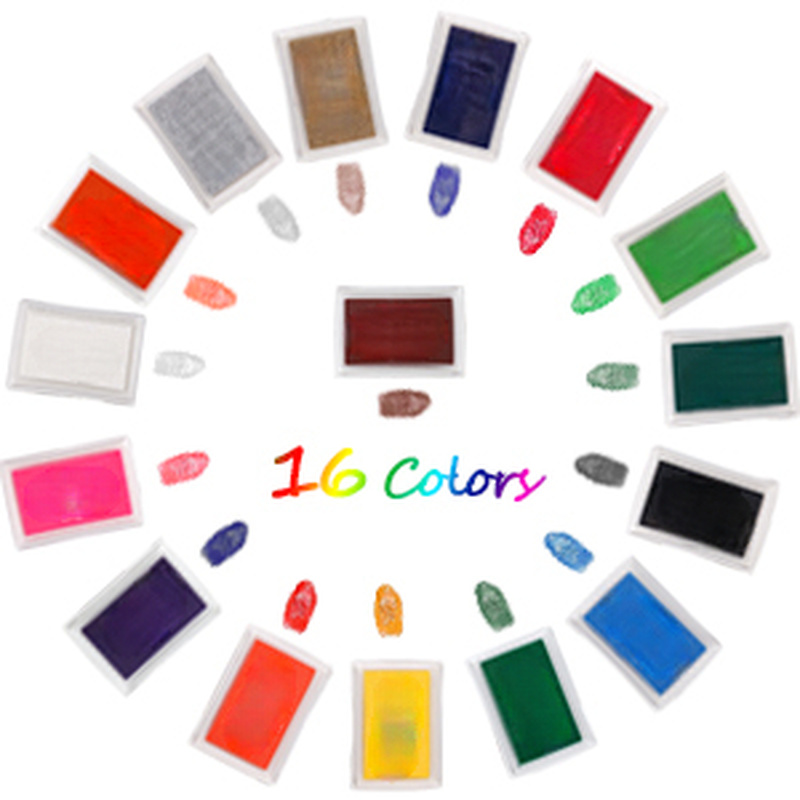 16 Colors Washable Finger Ink Pads for Crafts