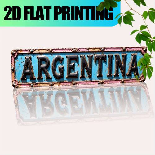 2d flat 1pc of 2 metal aluminum wall sign featuring argentina 40 64cm x 10 16cm a minimalist durable and versatile indoor outdoor decorative sign suitable for home decor cottages bathrooms cafes garages