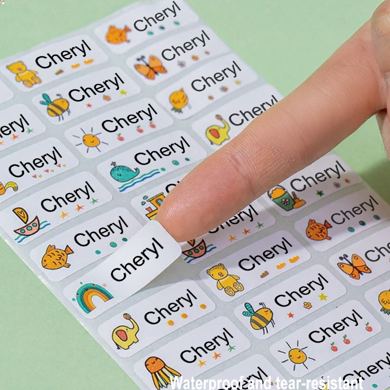 Personalized Cartoon Pattern Name Stickers, Printed Identification Tags