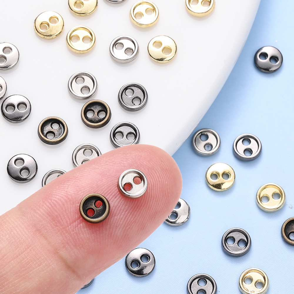 50pcs 3 4 5mm mini random color costume button beads metal tiny double hole button ideal for miniature clothing additions perfect