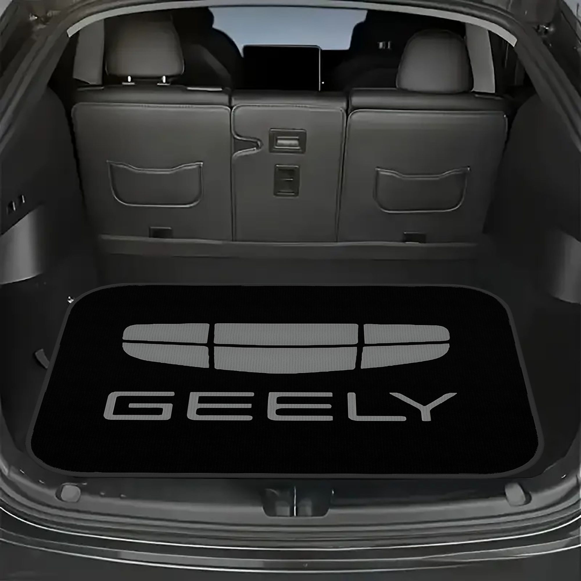 TEMU 1pc For Logo Gray Car Trunk Mat- Large-size- Brand Themed Accessory- Fits Most Vehicles To Upgrade Interior And Organize Cargo Space