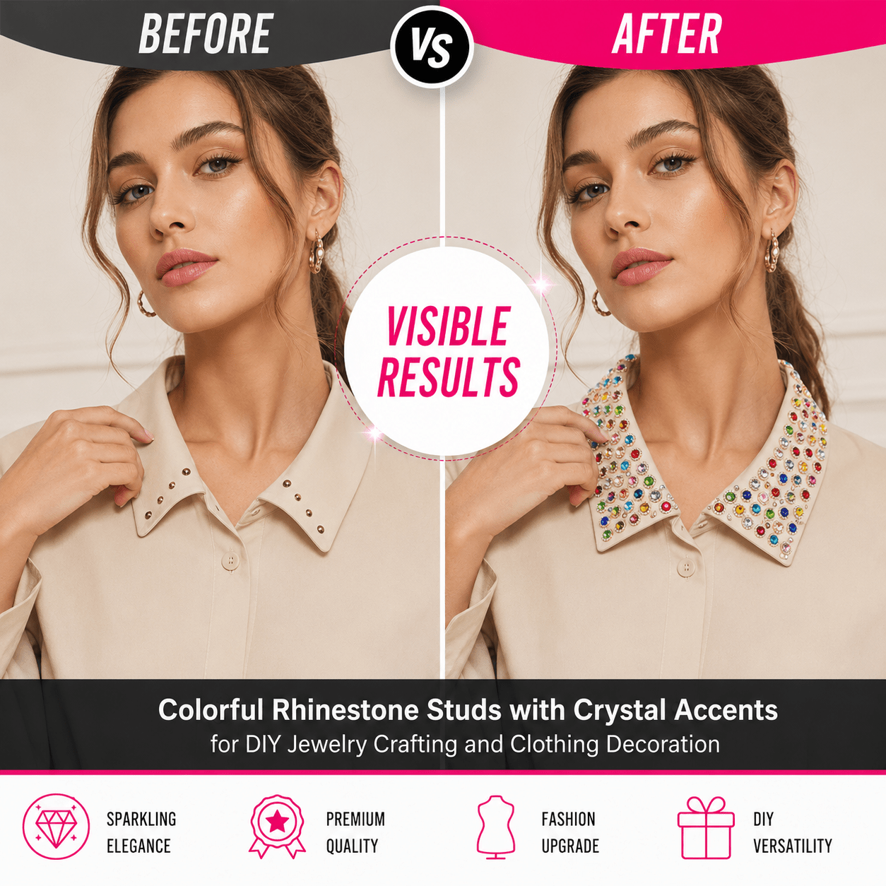 Colorful Rhinestone Studs for DIY Jewelry Crafting