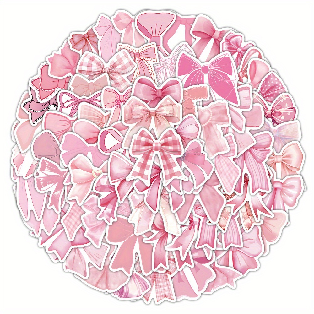 100pcs Cute Cartoon Bowknot Stickers - Waterproof, Glossy Finish For Laptops, Phone Cases, Skateboards & More - Creative Diy Decals For Everyday Use