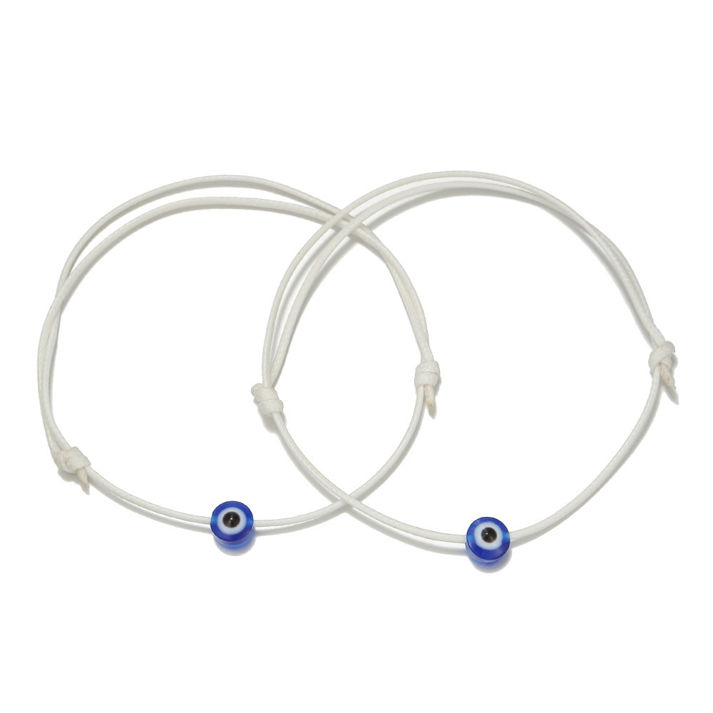 2pcs Retro Devil'S Eye Handwoven Rope Bracelet Set