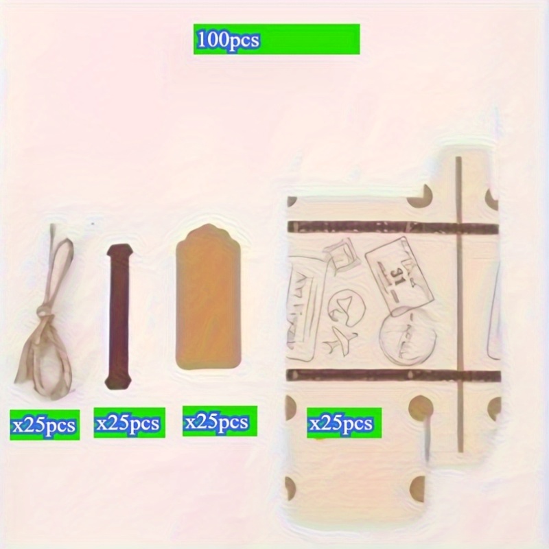 E-shop 100 Mini Koffer Geschenkboxen mit Etiketten und Bindfaden - Cartoon-Thema, strapazierfähiges Papier, Größe 15.75 x 9.84 Zoll, für Feiertags- und