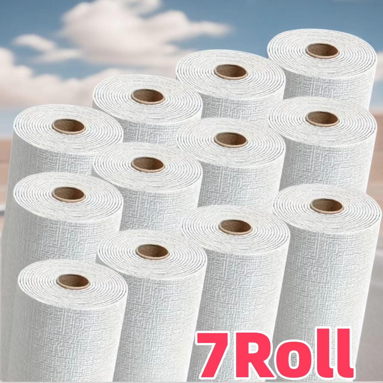 TEMU 7pcs Stickers Muraux Texturés 3D Auto-Adhésifs - Stickers en Mousse Blanche, Papier Peint Déchirable et Adhésif , Facile à Nettoyer et à Couper,