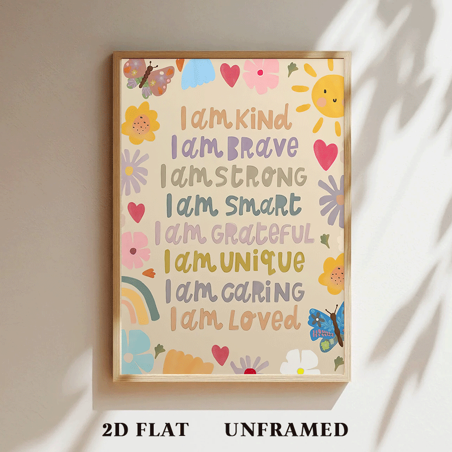 TEMU Plat 2D, [Plat 2D], Affiche d'Affirmations Positives, Impression sur Toile de Citations Inspirantes, Art Mural Vintage, Peinture Murale d'Œuvre