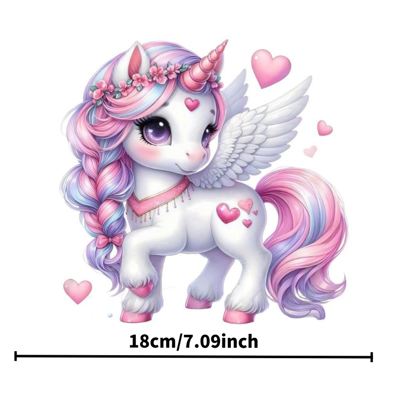 TEMU 3 piezas Unicornio Rosa, Pelo Pastel y , Calcomanía de Transferencia Termoadhesiva - Lindo Parche de Dibujos Animados, Aplique para Prensa de ,