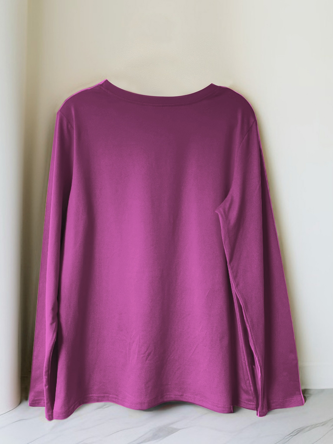 Women'S Long Sleeve Crew Neck T-Shirt, Stretchy Polyester Blend, Geometric Letter Print, Casual Vacation Style, Applique Detail, Machine Washable - Spring/Summer Sportswear, Ladies T Shirts
