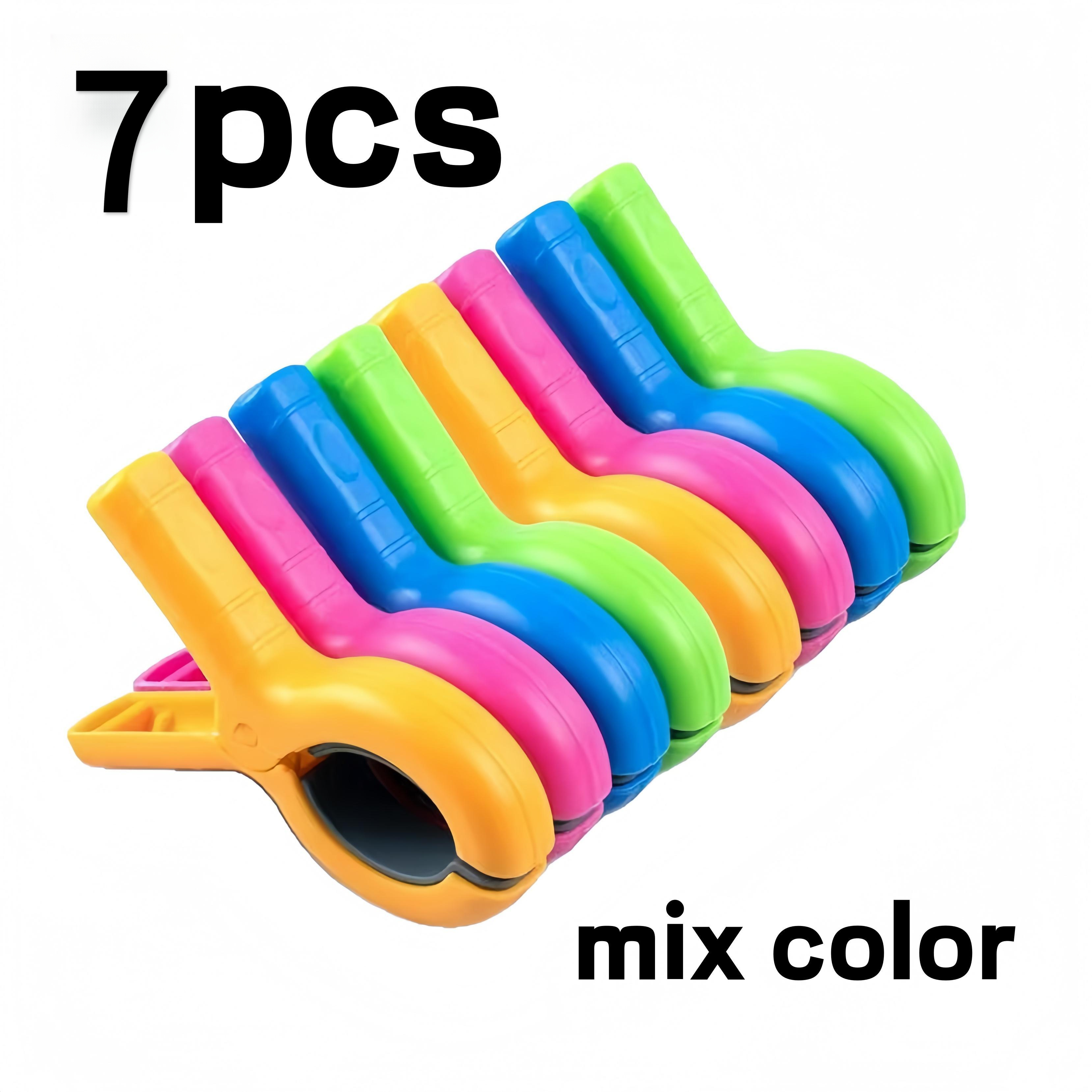 Image of (random Color)7 Pack Large Beach Towel Clips For Beach/pool/cruise Loungers, Thickened And Durable, Windproof Clothespins, Colorful Colors, Used As Clotheslines Or Clothespins, Clothes Pins
