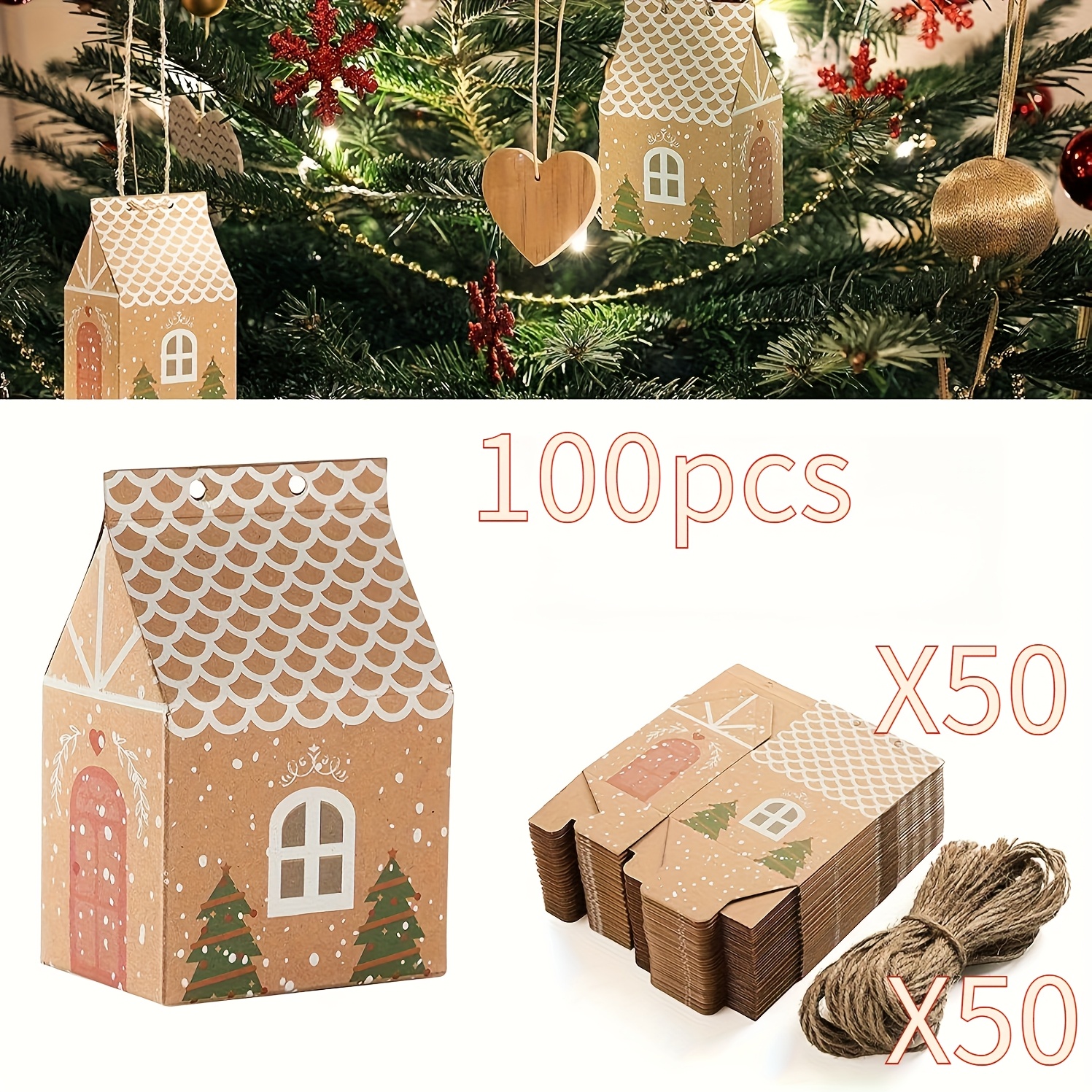 TEMU 100pcs Faridabio Paper Christmas Candy & Biscuit Gift Boxes With Lids - Mini Snowflake & Holiday Party Favor Boxes, Bulk For Wedding Favors,
