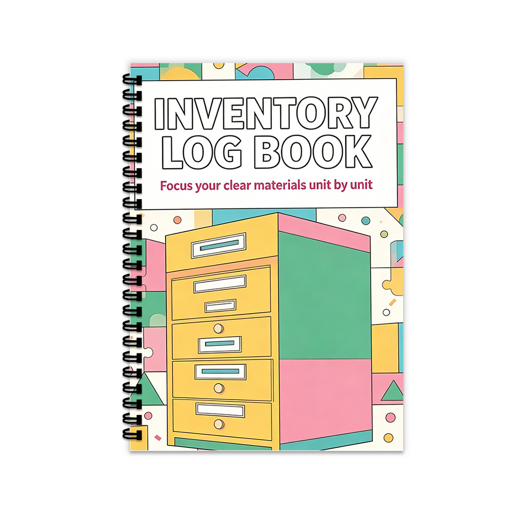 TEMU 1pc Cartoon Multicolor Filing Cabinet Inventory Log Book, Subject Notebooks, Professional Record Log Book For Small Business Stock Management,