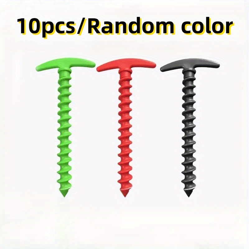 10pcs Random - Windproof Tent Pegs For Camping, Red Black Green Outdoor Tools