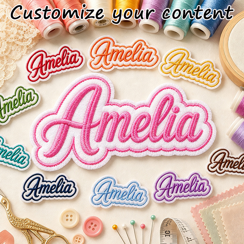 TEMU Customizable Iron-on Name Labels Featuring Large Embroidered Letter Patches And Fabric Appliques. Reinforced With Dense Stitching, Washable,