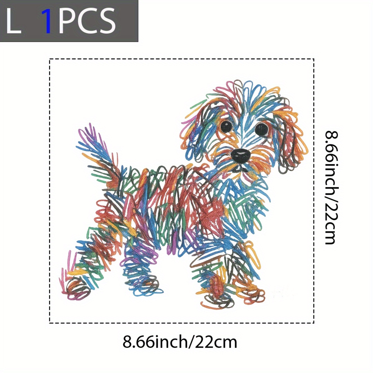 TEMU Dtf Heat Transfer Iron On Sticker, Colorful Doodle Dog Graphic, For Artistic Apparel And Pet, Lover Decor