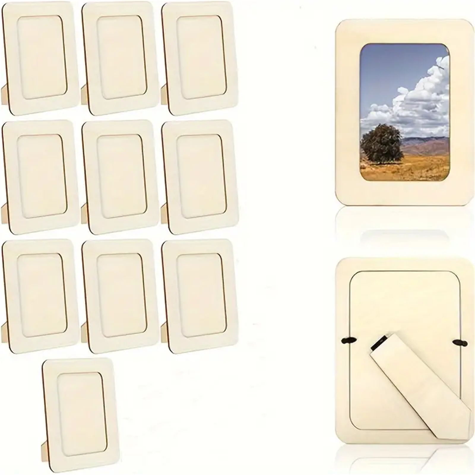 TEMU 10pcs Photo Frames, Wooden Diy Handmade 6-inch Photo Frames, Suitable For Home, Living Room, And Office Decoration