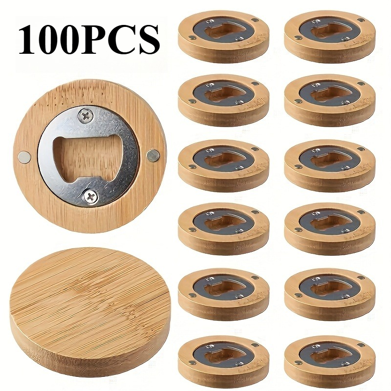 50/100/150/300pcs, Dofiki Wooden Magnetic Bottle Opener Made From Handmade Blank Fridge Magnets, Large-capacity Beer Opener, Perfect For Wedding Gifts And Party Favors