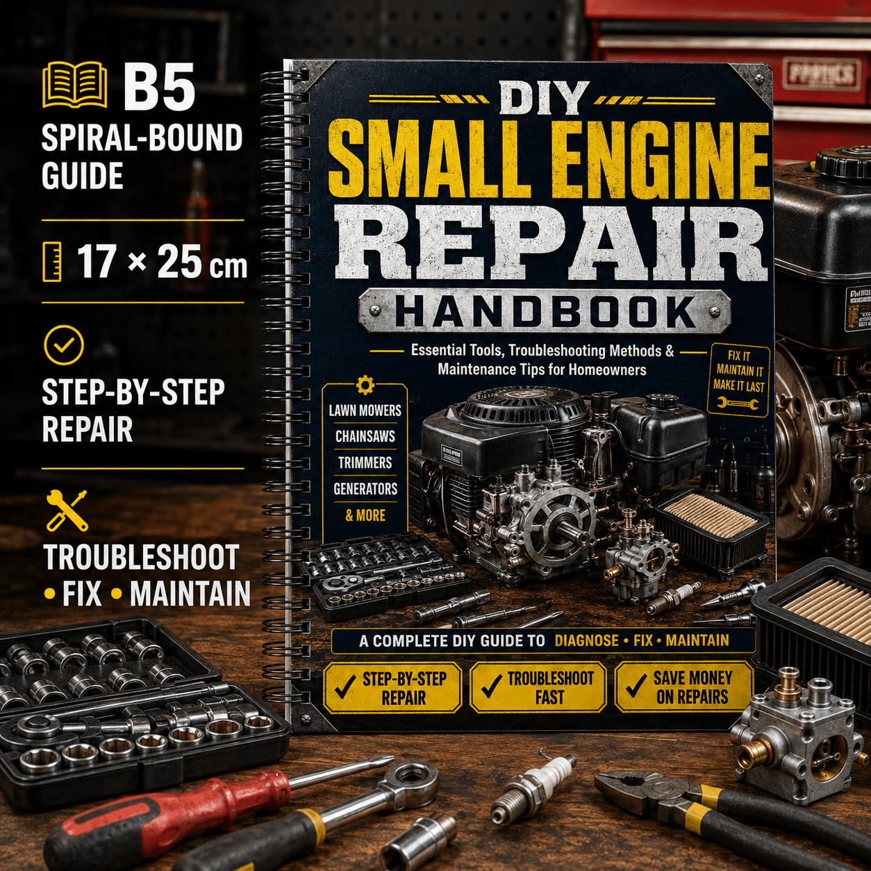 Temu – TEMU Diy Small Engine Repair Handbook, Complete Step-by-step Troubleshooting, Maintenance & Repair Guide For Lawn Mowers, Chainsaws, Trimmers And