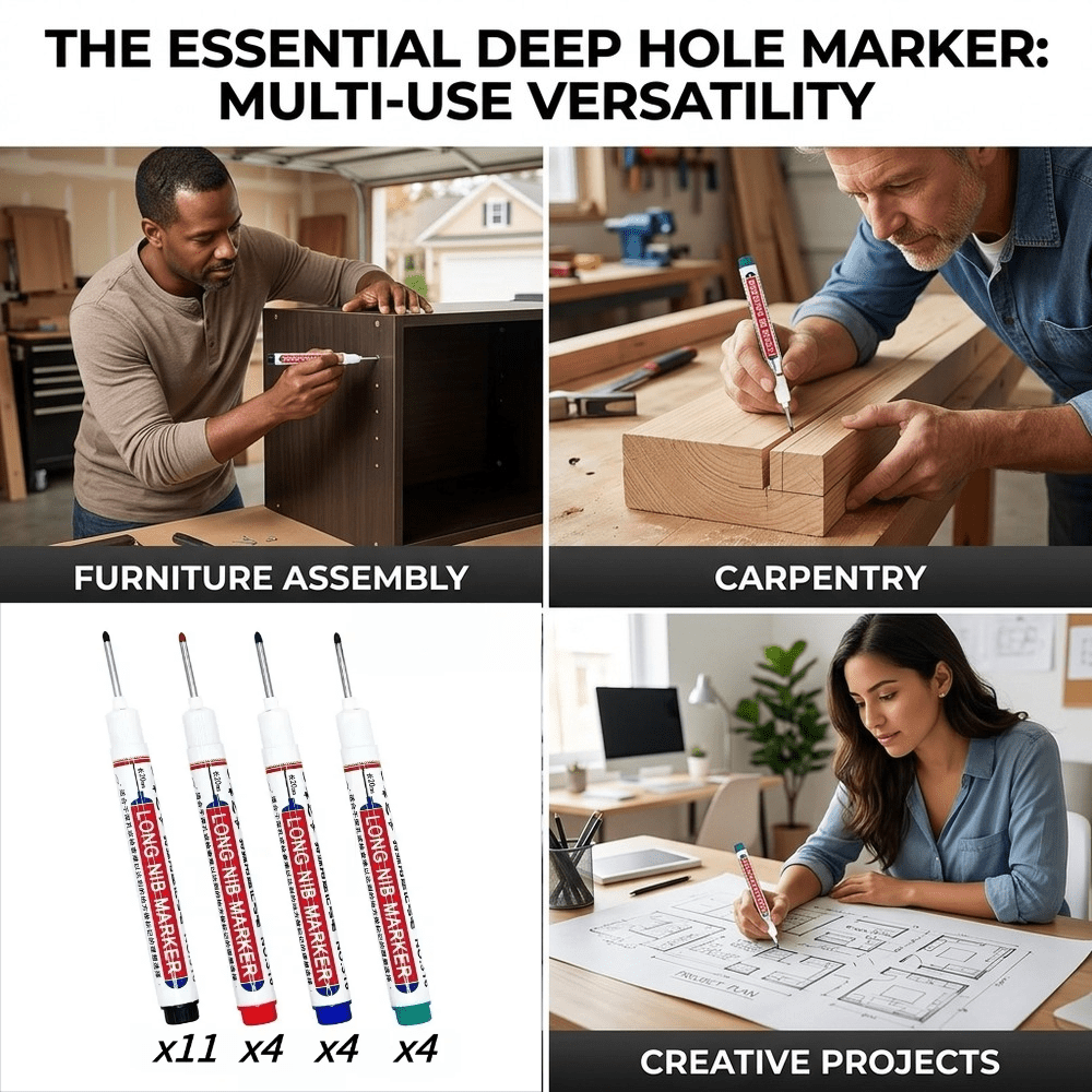 TEMU 23pcs Fine Tip Markers - Quick-drying Oil-based Woodworking Pens With Washable Ink, Deep Tips For Marking In Narrow On Multiple Materials, Used
