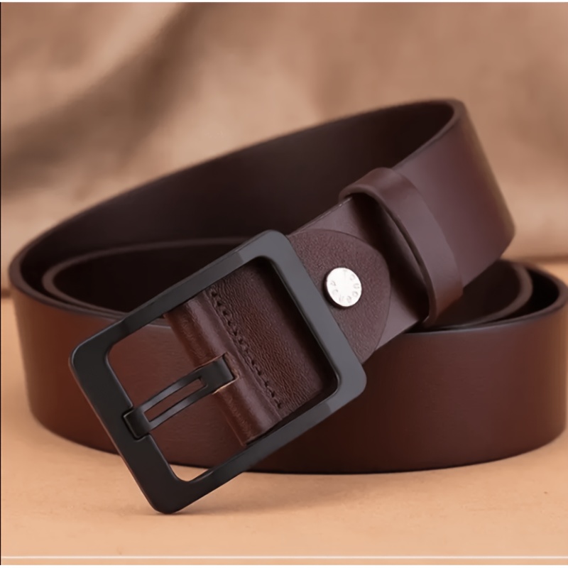 Men's Genuine Leather Belt, Classic Minimalist Style, Suitable for Both Business and Casual Occasions, Adjustable Design, Ideal as a Gift for Friends, Durable Metal Alloy Buckle