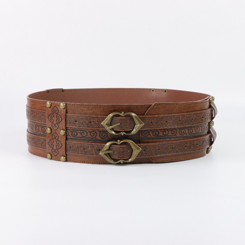 TEMU Medieval Renaissance Period Wide Faux Leather Belt, Phoenix Embossed Viking Larp Cosplay Belt