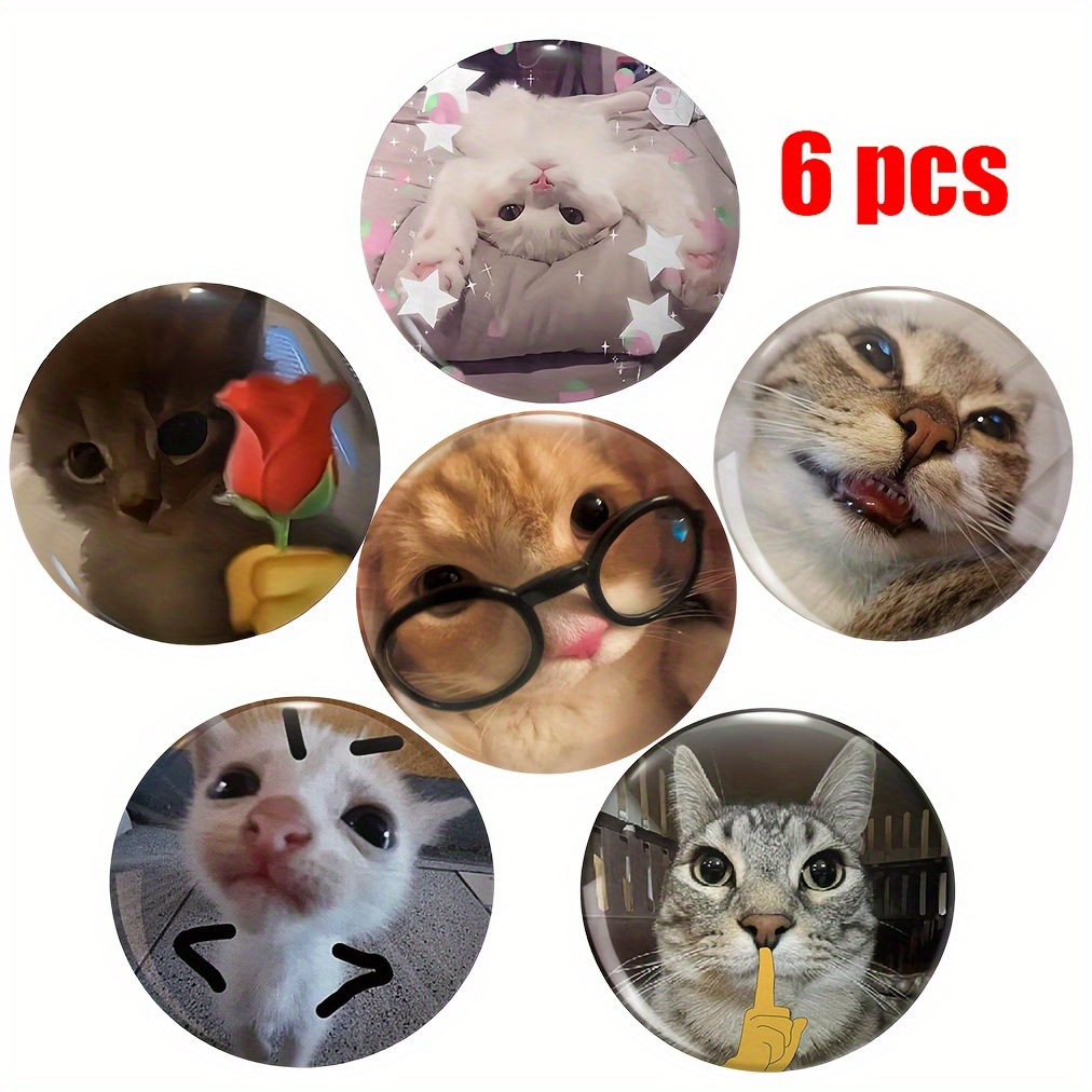 E-shop 2D Flache, 6 Niedliche und Lustige Katzen-Anstecknadeln (2D FLAT), Ideal für Sammlung, Kleidung, Hüte & Rucksäcke – Modische kleine Accessoires