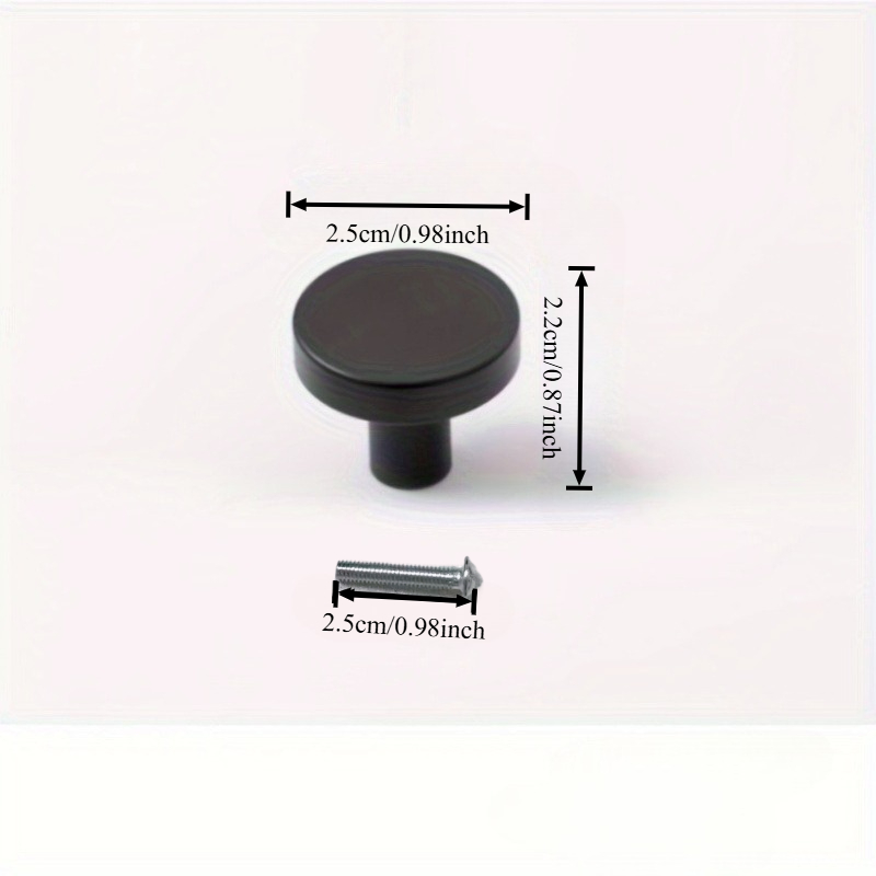 TEMU 10 Matte Black Cabinet Knobs And Drawer Handles-heavy Metal Round Door Hardware, Matte Black, Suitable For Kitchen Cabinets, Wardrobes,