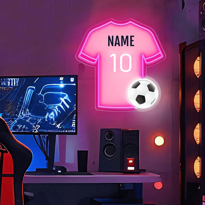 1  text football jersey led neon sign usb powered multicolor wall decor   safe material energy saving for game room cafe weddings birthdays parties   decor gift idea football room decor
