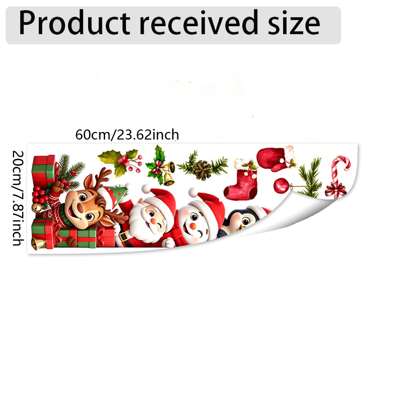 TEMU 2d Flat, 2d Flat Printed Christmas Side-stacked Window Decals With Peeking Santa, Snowman, Penguin, And Reindeer, Featuring Creative And Fun