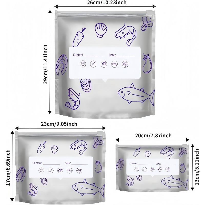 TEMU 30 bolsas reutilizables de aluminio para alimentos, para congelador, - Bolsas reutilizables con cremallera y deslizador de aluminio - Bolsas de