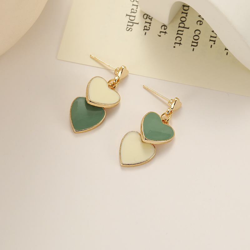 TEMU Pendientes de patchwork con forma de verde, pendientes colgantes retro con forma de , joyería para de mujer con un fácil