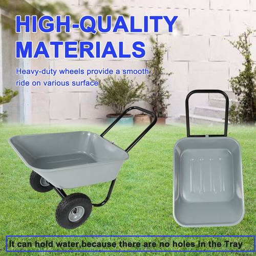 two wheeled cart garden cart 10 inch pneumatic wheels gray