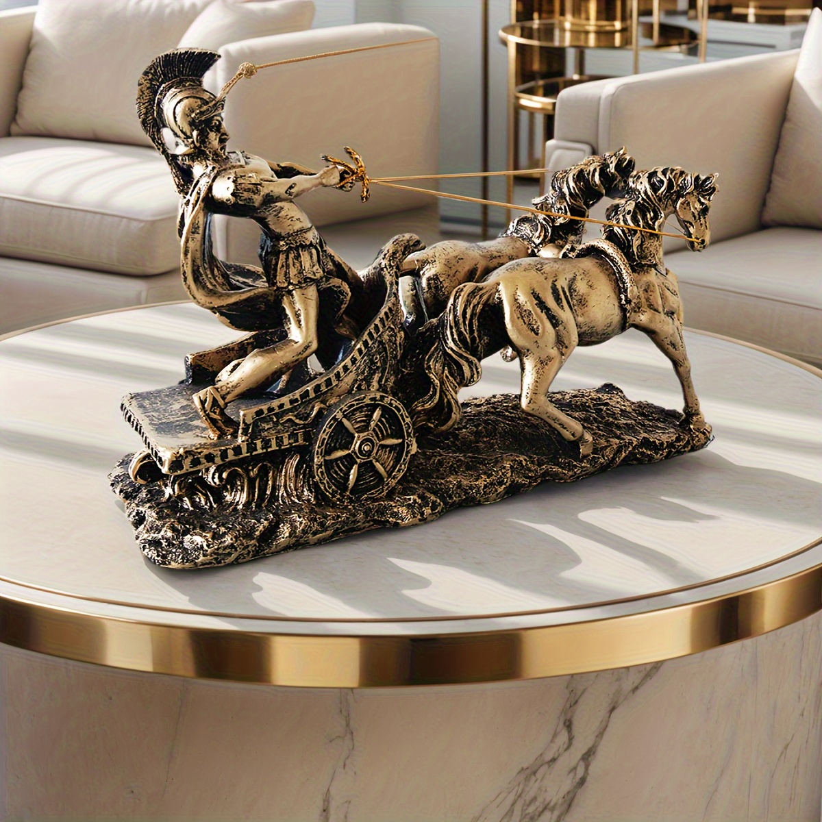 elegant roman chariot resin decoration vintage bronze color - Temu