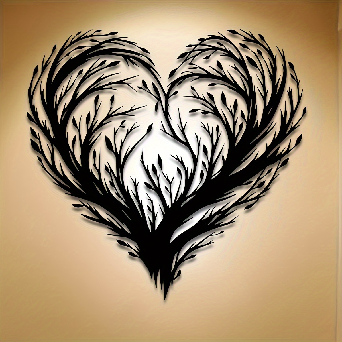 TEMU 1pc Metal Art Wall Decoration, Measuring 15.74x15.24 Inches, Featuring A Black Metal Wall Sculpture With Intricate Branch Designs, Suitable For
