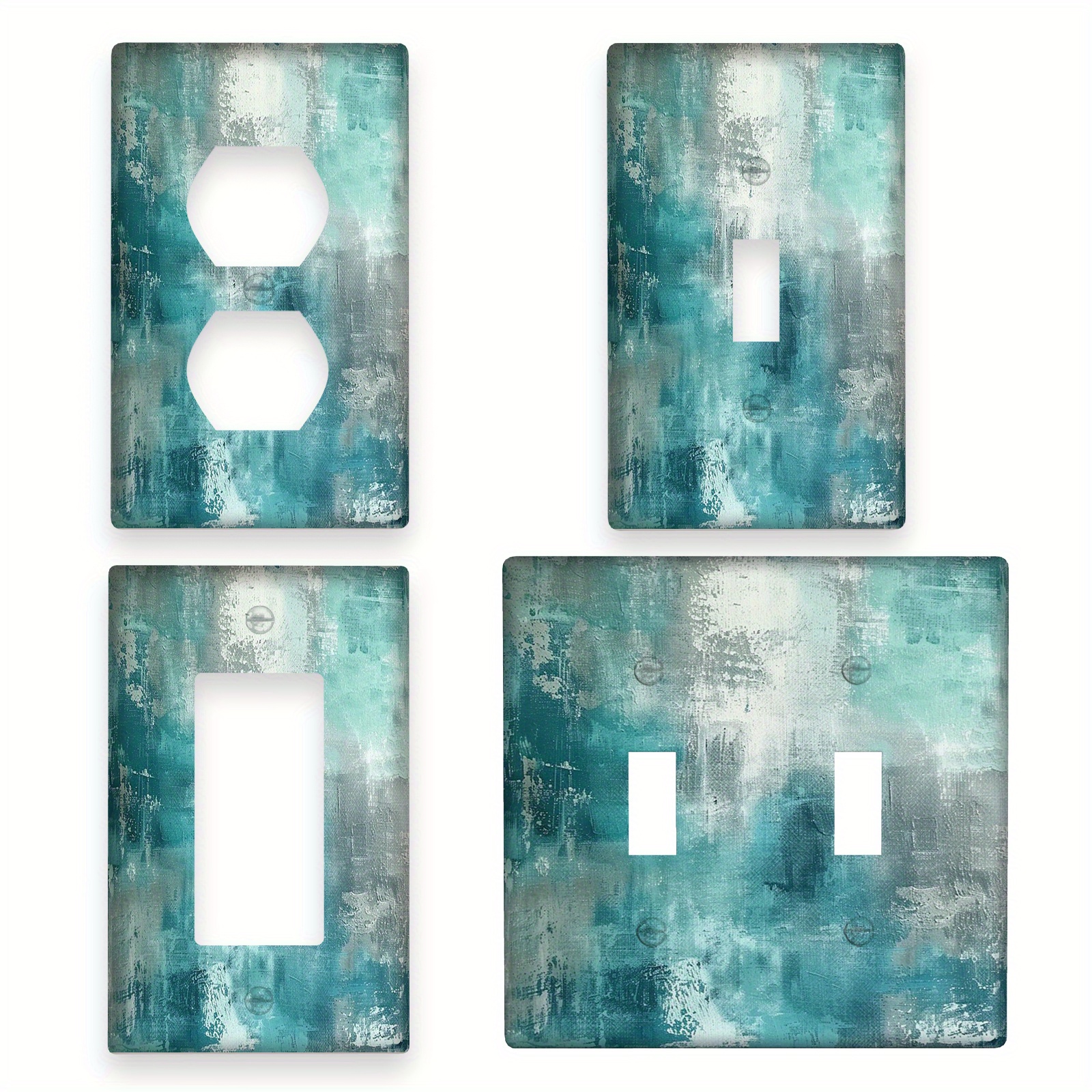 

Modern Turquoise Grey Abstract Art Light For Switch Cover - Unbreakable Polycarbonate, Decorative Wallplate For Indoor/outdoor Use In Bedroom, Kitchen, Bathroom