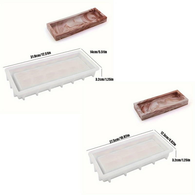 2pcs Silicone Mold, Designed For Making Large Rectangular Storage Trays. This Multi-functional Handcrafted Mold Is Suitable For Use With Resins, Gels, And Concrete