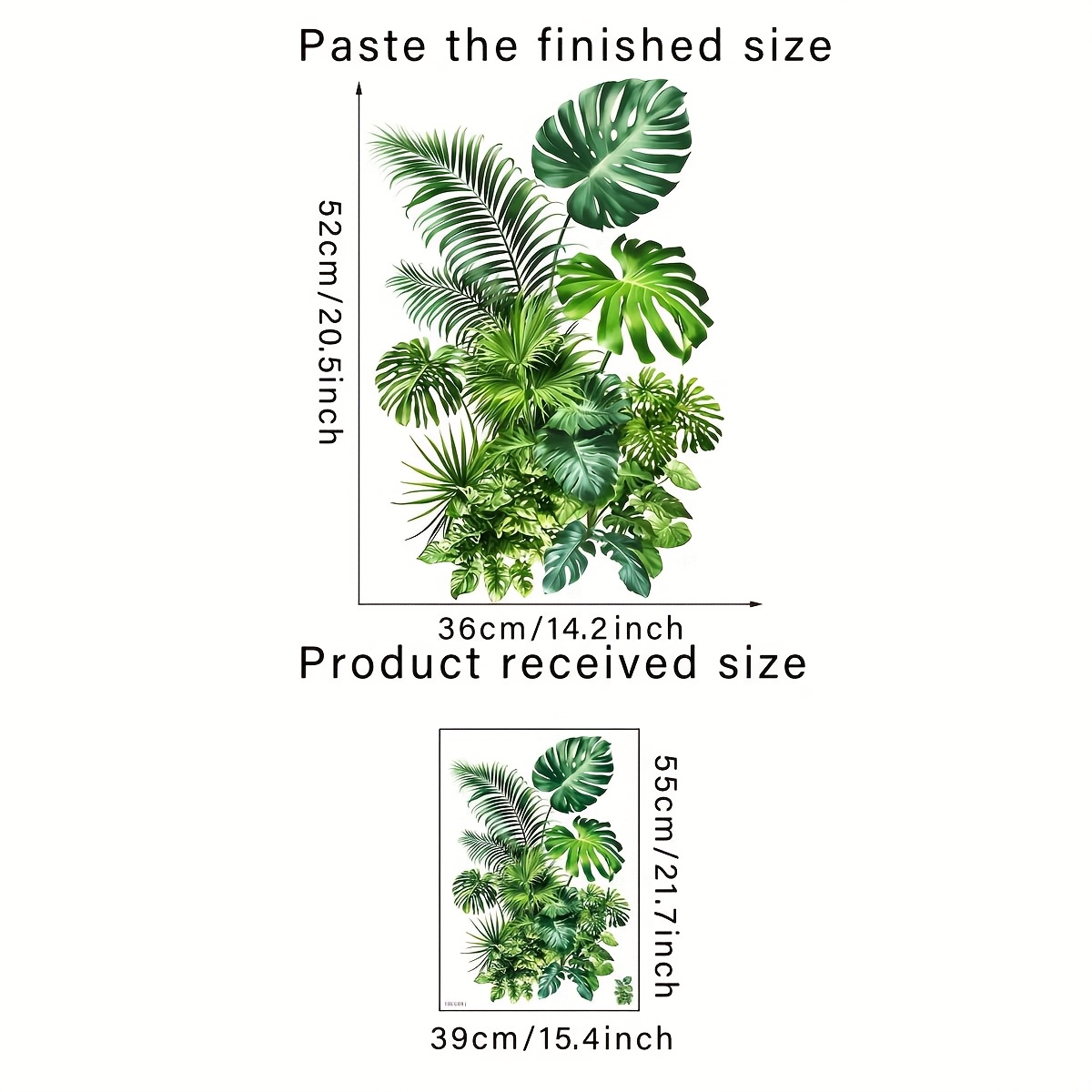 TEMU 1pc Self-adhesive Removable Static Cling Window Sticker Suitable For Pvc Glass - Double-sided Tropical Monstera Leaf Decals, Suitable For Living