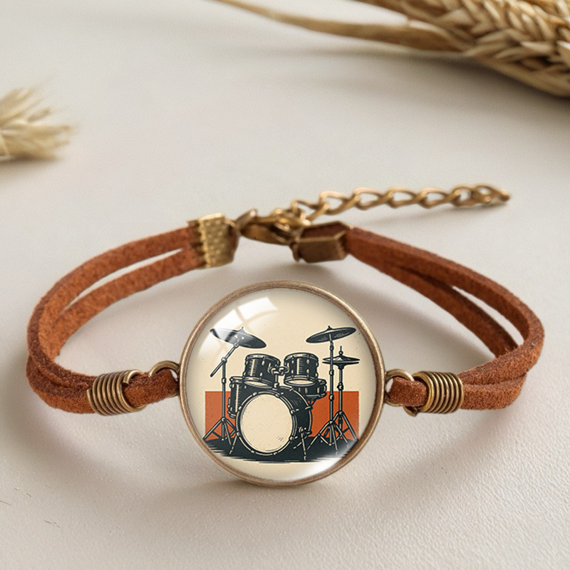 TEMU Bracelet 1 pièce art tambour marron pour homme, bracelets de mode