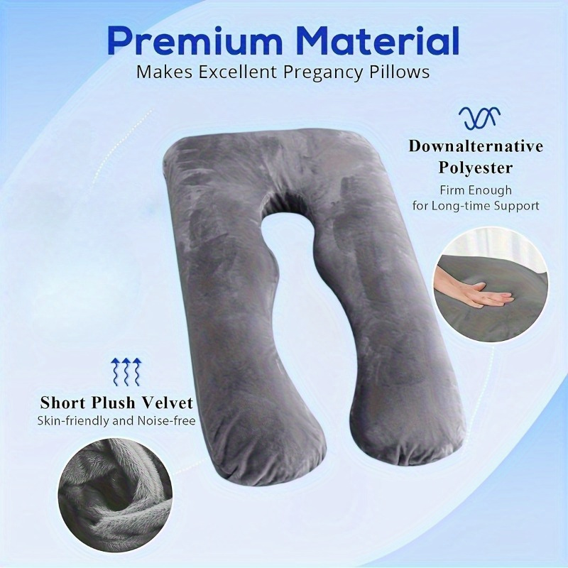 1pc Maternity U-Shaped Lumbar Pillow - Thick Support Cushion for the Lower Back, Comfortable Neck Pillow, Island Sea Island Cotton, Machine Washable, Gray, Maternity Cushion, Suitable for 25 Scenarios