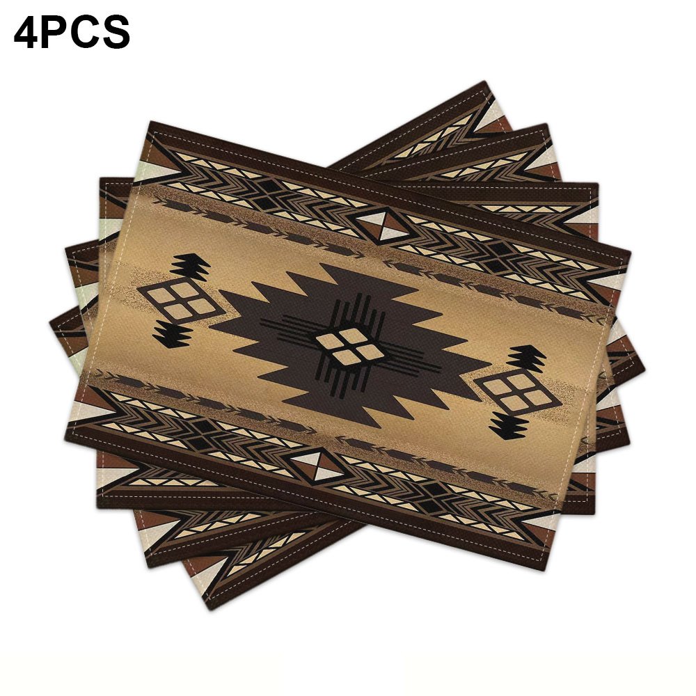 TEMU 4/6/8pcs, Southwestern Style Placemats, Western Local American Tribal Bohemian Style, Suitable For Home Kitchen, Restaurant, Party, Indoor