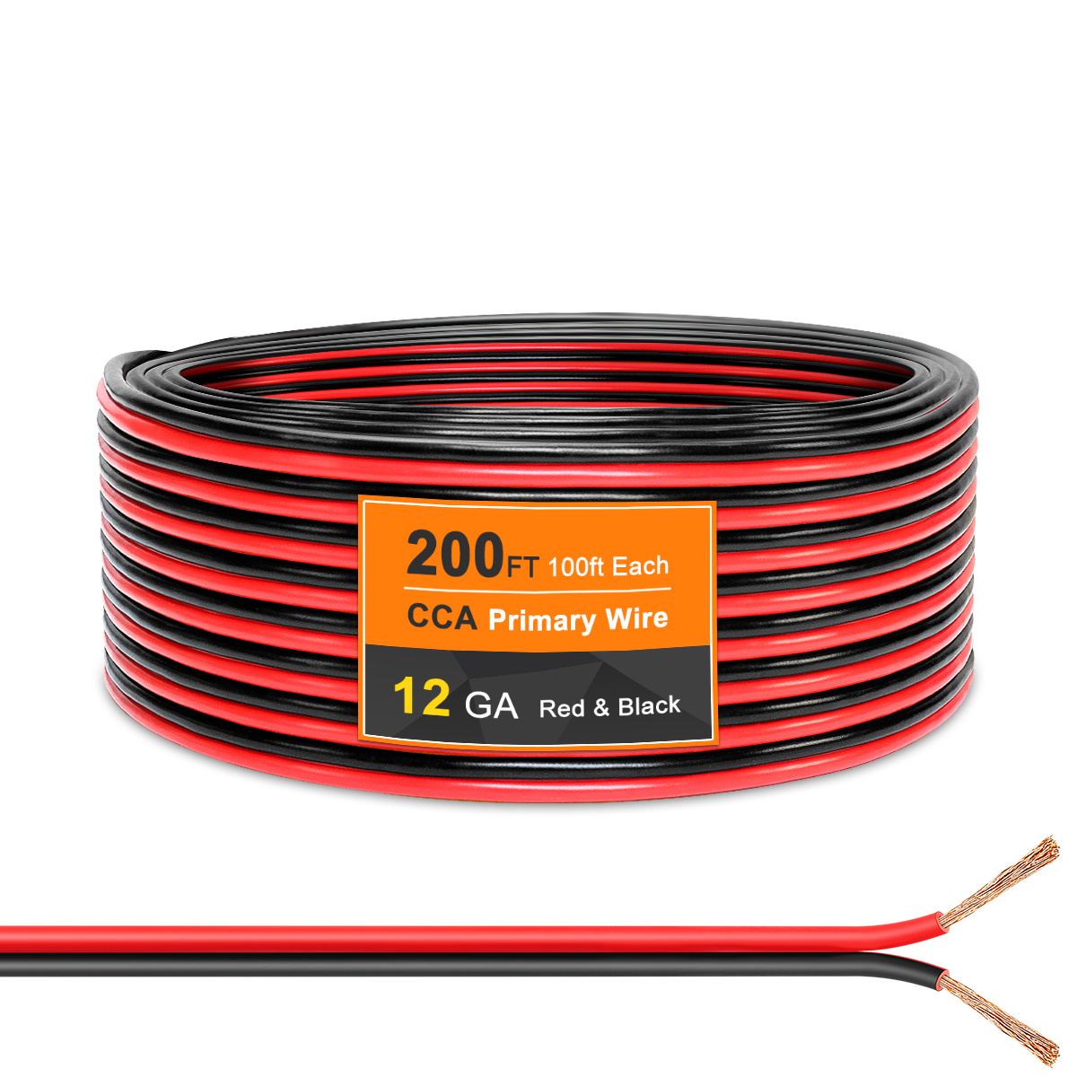 TEMU 12 Awg Heavy-duty Electrical Wire Cable, 2 Conductor Parallel Speaker Wire (31m Red + 31mblack), 100ft Automotive Wire Clad Wire, 12 Gauge Low