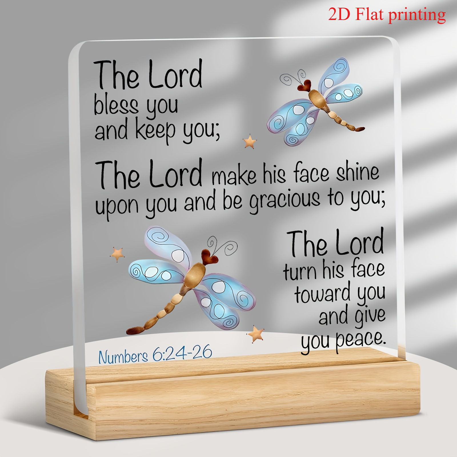 TEMU 2d Flat, Transparent Acrylic Modern Christian Bible Verse Desktop Decor - Square Suitable For Home, Office & Church Ornament With Sturdy Base